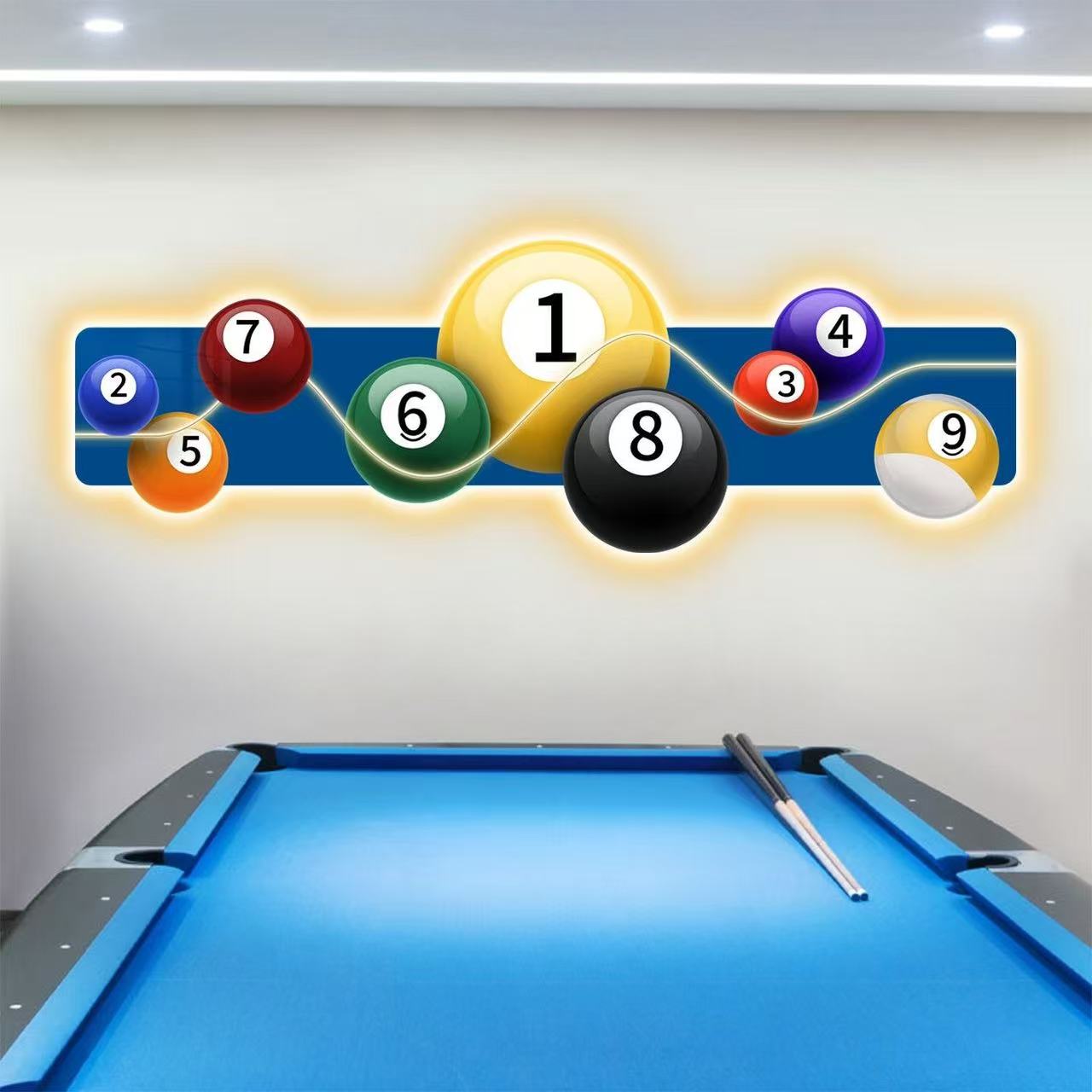 Table Tennis No 1 - Lukisan Dekorasi Ruang Biliar LED Bercahaya,