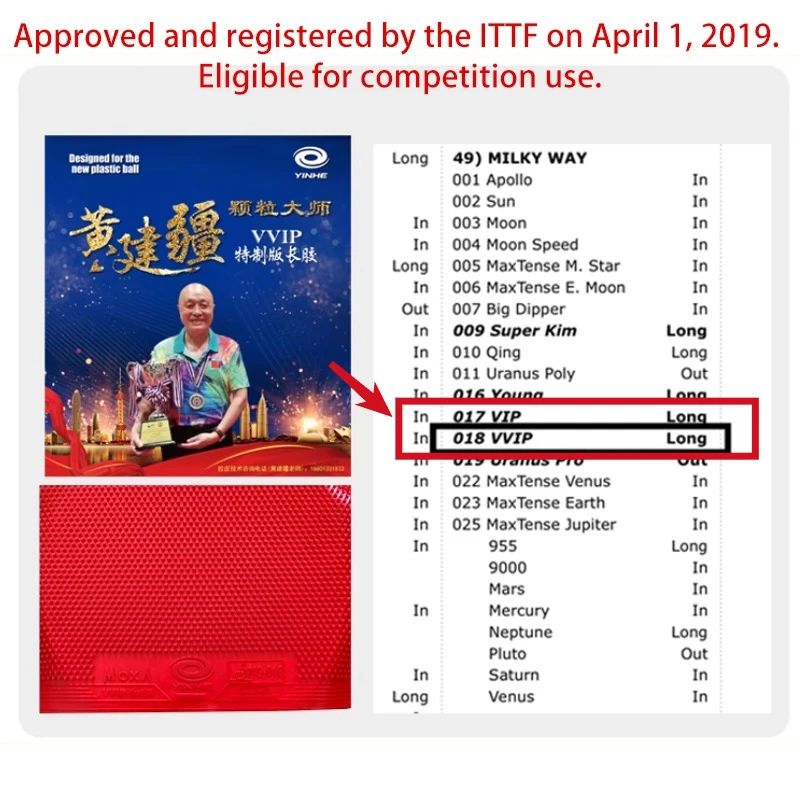 YINHE VVIP Maste Long Pips Kar - Table Tennis Venue ulasan dan harga